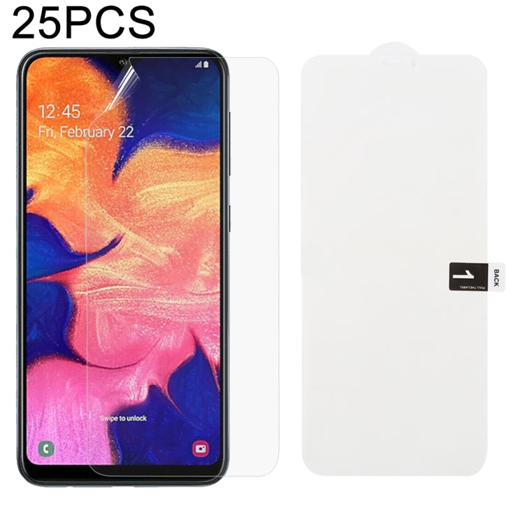 25 PCS Soft Hydrogel Film Full Cover Front Protector with Alcohol Cotton + Scratch Card for Galaxy A10