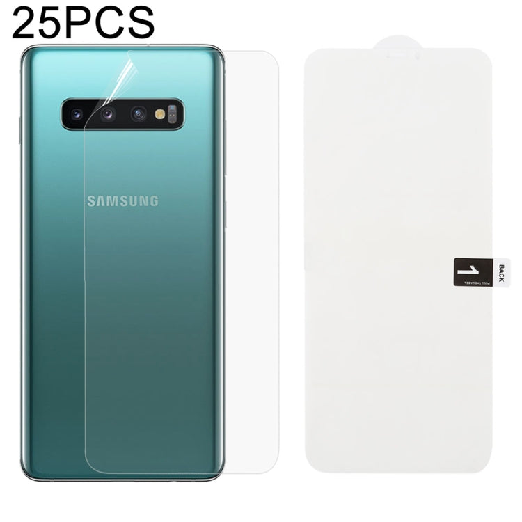 25 PCS Soft Hydrogel Film Full Cover Back Protector with Alcohol Cotton + Scratch Card for Galaxy S10 Plus