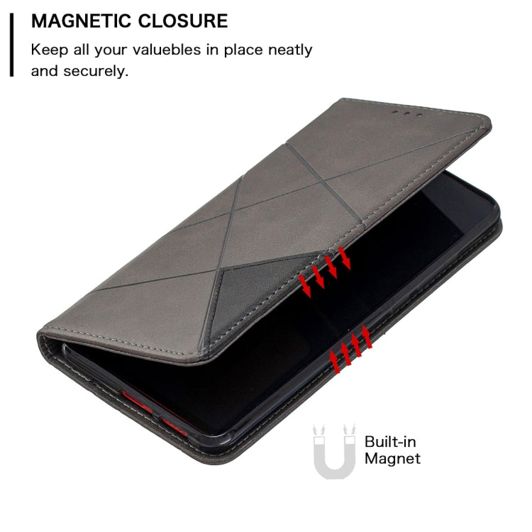Rhombus Texture Horizontal Flip Magnetic Leather Case with Holder & Card Slots