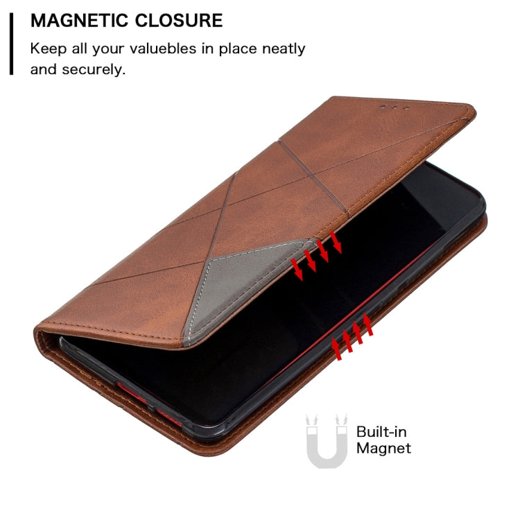 Rhombus Texture Horizontal Flip Magnetic Leather Case with Holder & Card Slots