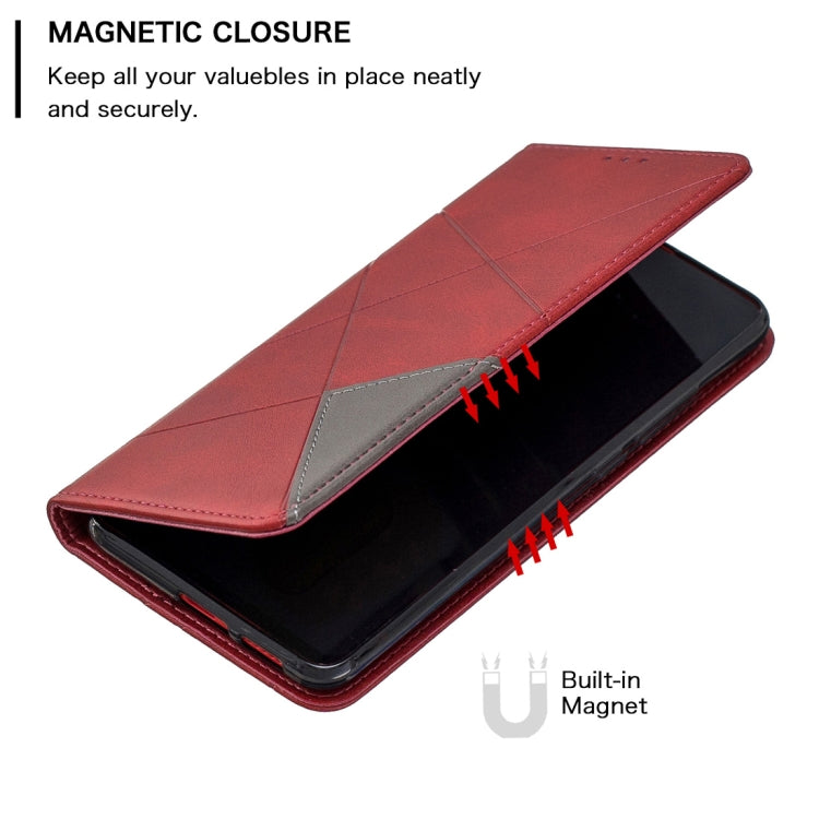 Rhombus Texture Horizontal Flip Magnetic Leather Case with Holder & Card Slots