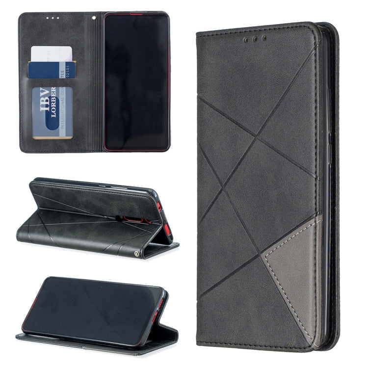 Rhombus Texture Horizontal Flip Magnetic Leather Case with Holder & Card Slots