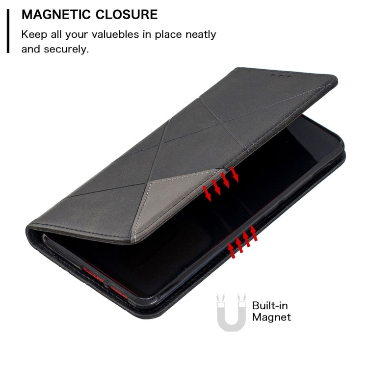 Rhombus Texture Horizontal Flip Magnetic Leather Case with Holder & Card Slots