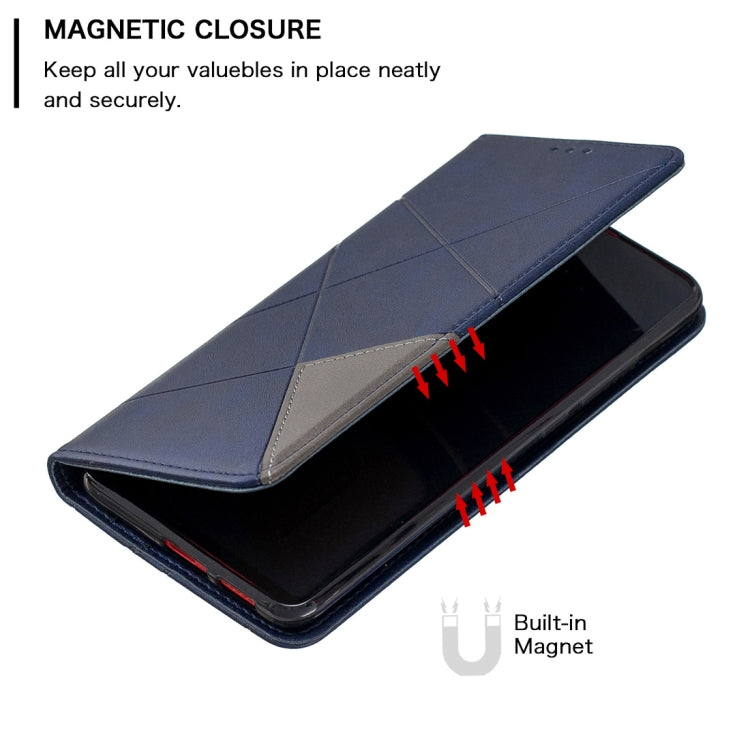 Rhombus Texture Horizontal Flip Magnetic Leather Case with Holder & Card Slots