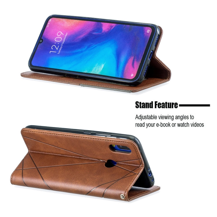 Rhombus Texture Horizontal Flip Magnetic Leather Case with Holder & Card Slots For Xiaomi Redmi Note 7