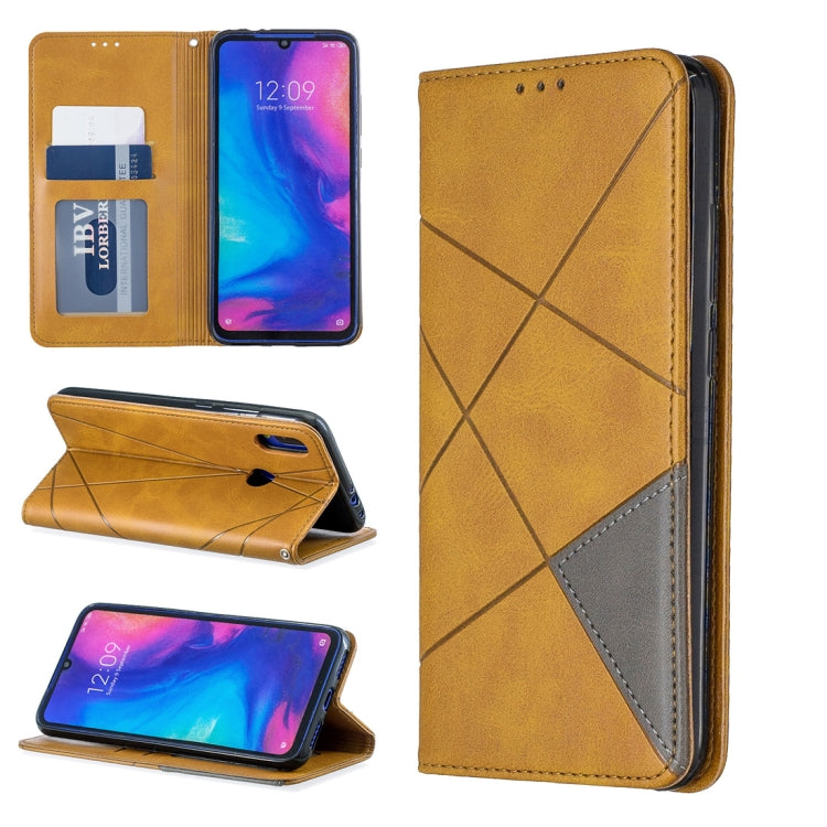 Rhombus Texture Horizontal Flip Magnetic Leather Case with Holder & Card Slots For Xiaomi Redmi Note 7