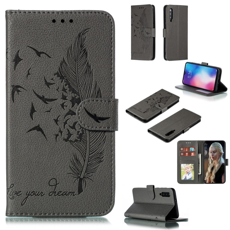 Feather Pattern Litchi Texture Horizontal Flip Leather Case with Wallet & Holder & Card Slots For Xiaomi Mi 9