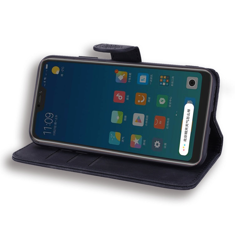 Calf Pattern Double Folding Design Embossed Leather Case with Wallet & Holder & Card Slots for Xiaomi Mi 8 Lite