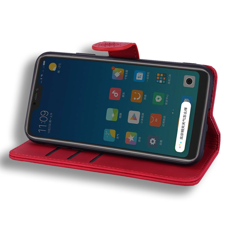 Calf Pattern Double Folding Design Embossed Leather Case with Wallet & Holder & Card Slots for Xiaomi Mi 8 Lite