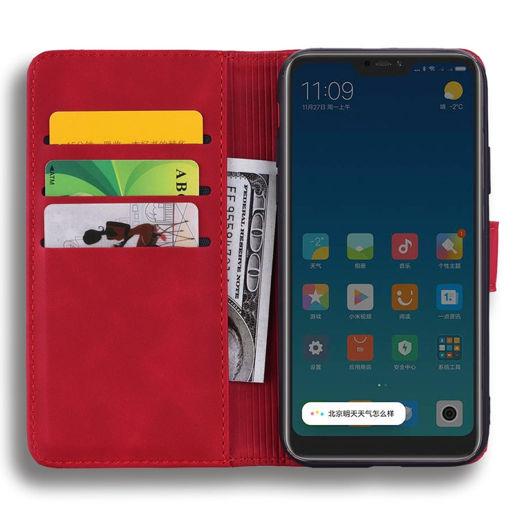 Calf Pattern Double Folding Design Embossed Leather Case with Wallet & Holder & Card Slots for Xiaomi Mi 8 Lite