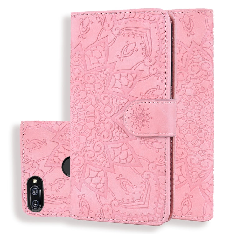 Calf Pattern Double Folding Design Embossed Leather Case with Wallet & Holder & Card Slots for Xiaomi Mi 8 Lite