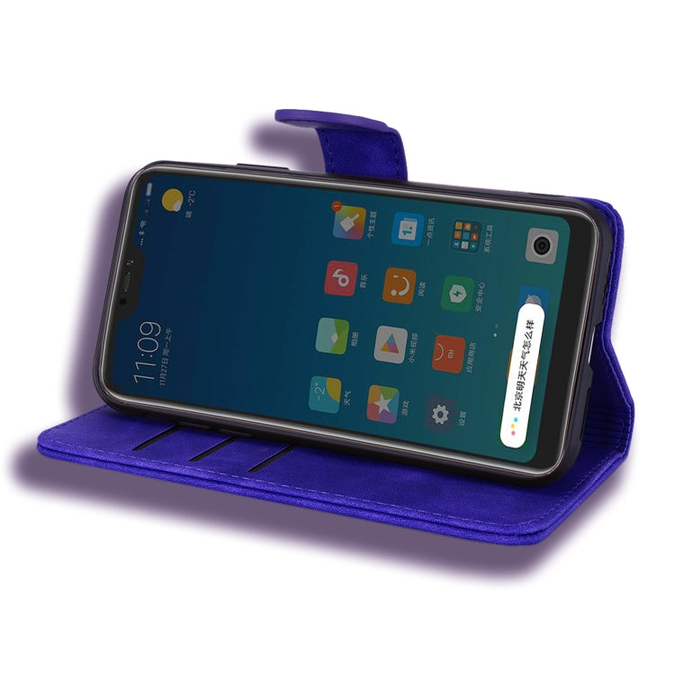 Calf Pattern Double Folding Design Embossed Leather Case with Wallet & Holder & Card Slots for Xiaomi Mi 8 Lite