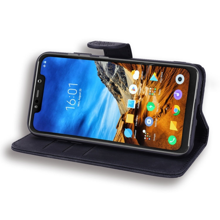 Calf Pattern Double Folding Design Embossed Leather Case with Wallet & Holder & Card Slots for Xiaomi Pocophone F1