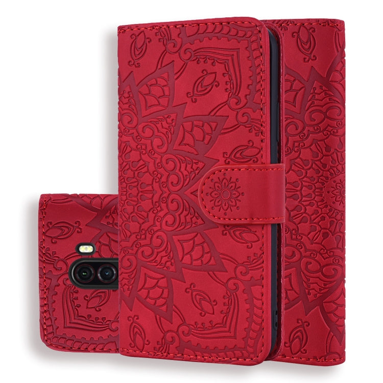 Calf Pattern Double Folding Design Embossed Leather Case with Wallet & Holder & Card Slots for Xiaomi Pocophone F1