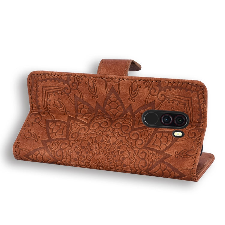 Calf Pattern Double Folding Design Embossed Leather Case with Wallet & Holder & Card Slots for Xiaomi Pocophone F1