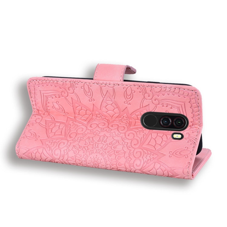 Calf Pattern Double Folding Design Embossed Leather Case with Wallet & Holder & Card Slots for Xiaomi Pocophone F1