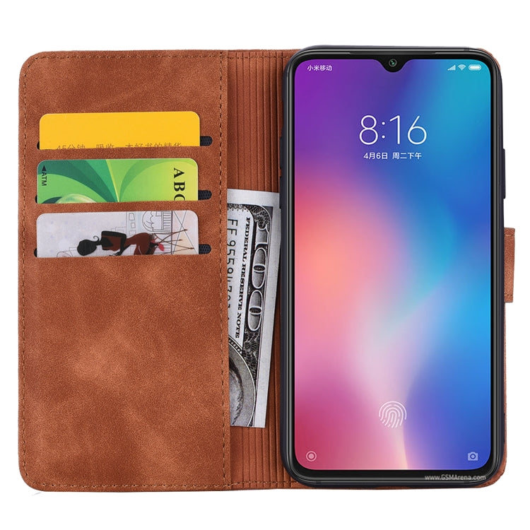 Calf Pattern Double Folding Design Embossed Leather Case with Wallet & Holder & Card Slots for Xiaomi Mi 9