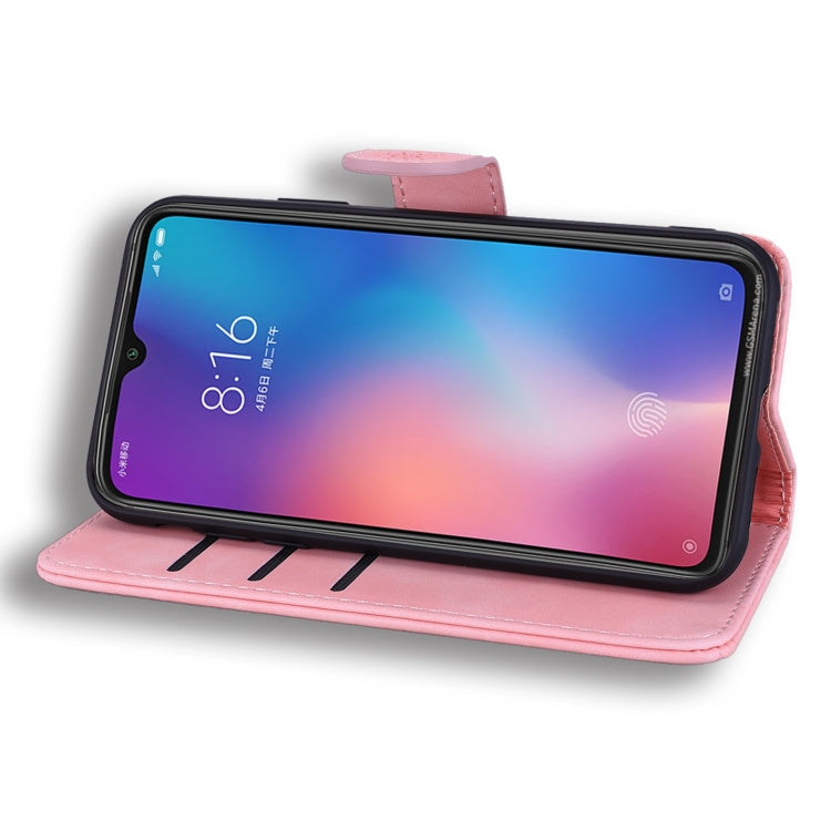 Calf Pattern Double Folding Design Embossed Leather Case with Wallet & Holder & Card Slots for Xiaomi Mi 9