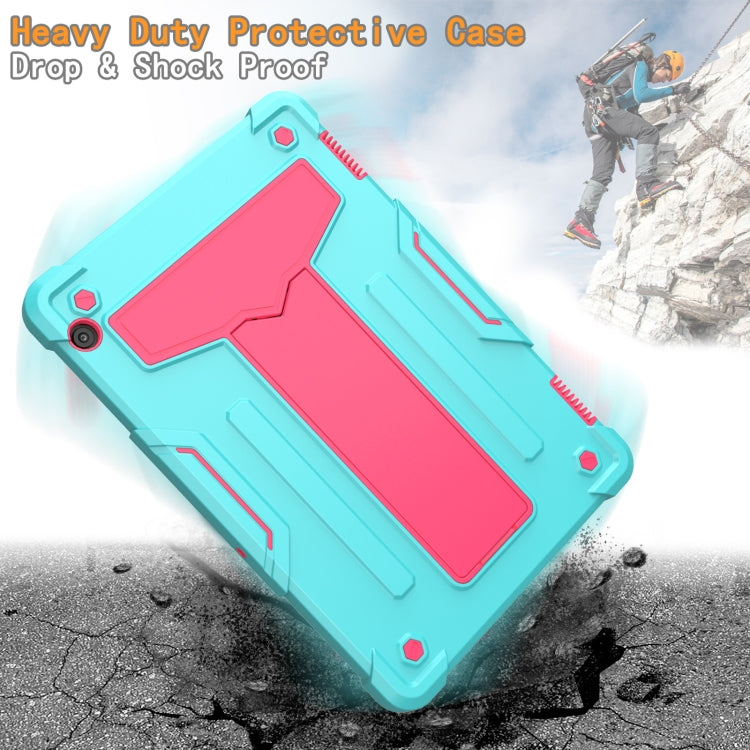 For Huawei MediaPad T5 T-shaped Bracket Contrast Color Shockproof PC + Silicone Protective Case
