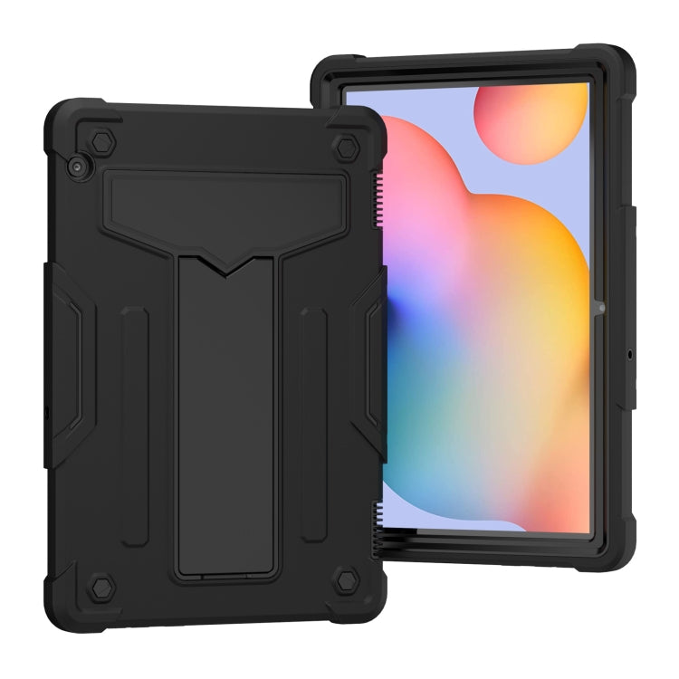 For Huawei MediaPad T5 T-shaped Bracket Contrast Color Shockproof PC + Silicone Protective Case