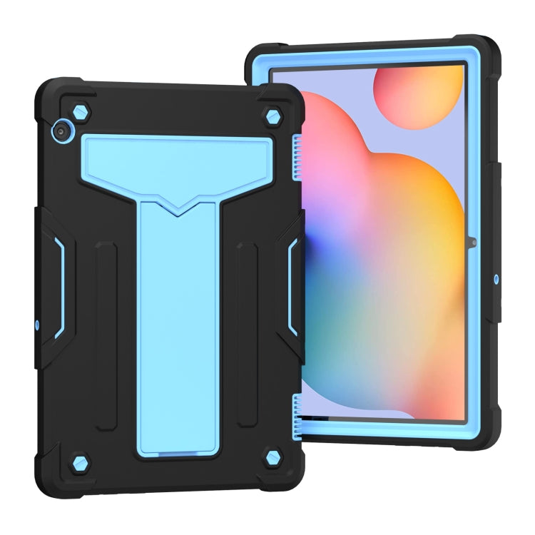 For Huawei MediaPad T5 T-shaped Bracket Contrast Color Shockproof PC + Silicone Protective Case