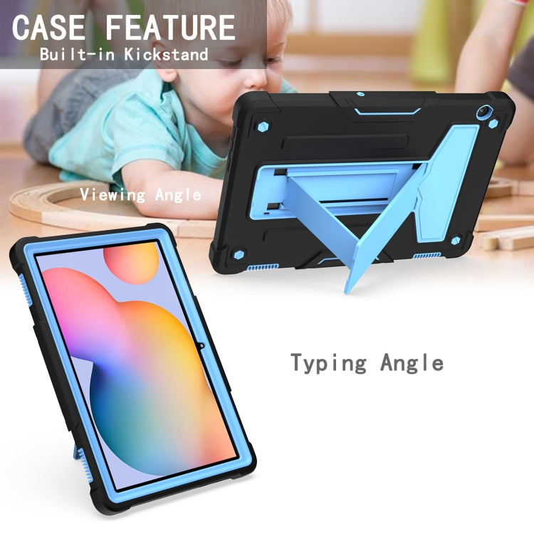 For Huawei MediaPad T5 T-shaped Bracket Contrast Color Shockproof PC + Silicone Protective Case