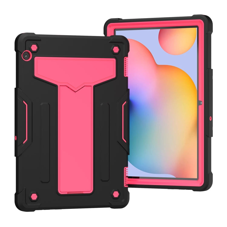 For Huawei MediaPad T5 T-shaped Bracket Contrast Color Shockproof PC + Silicone Protective Case