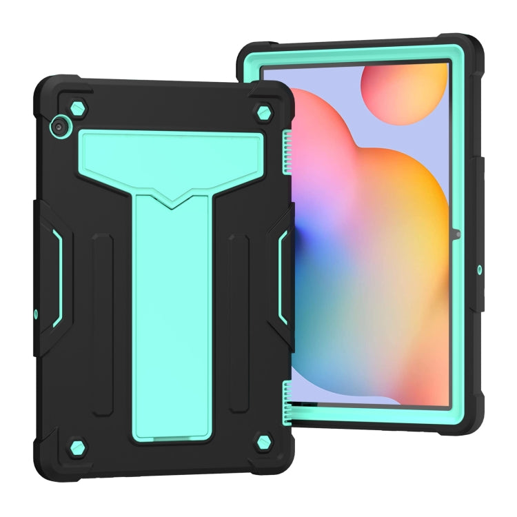 For Huawei MediaPad T5 T-shaped Bracket Contrast Color Shockproof PC + Silicone Protective Case