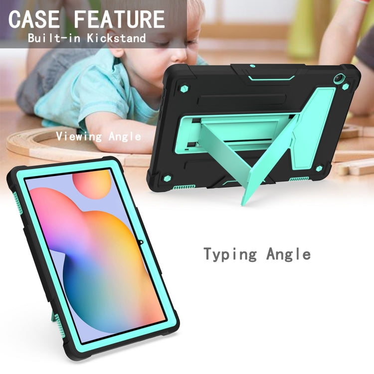 For Huawei MediaPad T5 T-shaped Bracket Contrast Color Shockproof PC + Silicone Protective Case