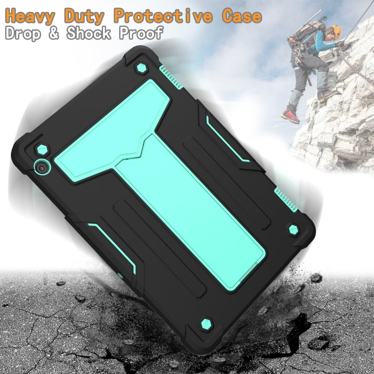 For Huawei MediaPad T5 T-shaped Bracket Contrast Color Shockproof PC + Silicone Protective Case