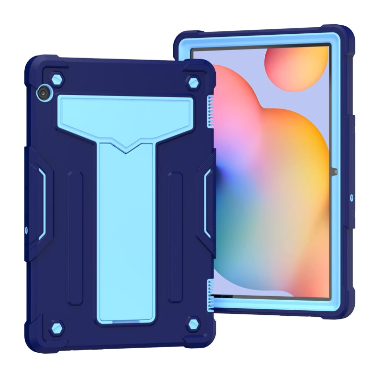 For Huawei MediaPad T5 T-shaped Bracket Contrast Color Shockproof PC + Silicone Protective Case