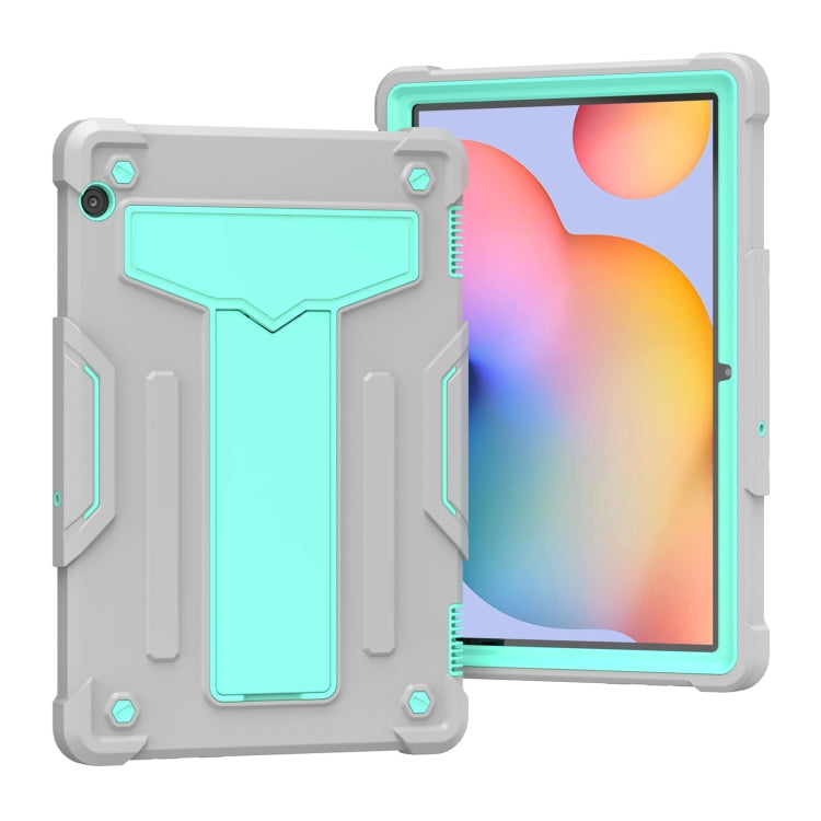 For Huawei MediaPad T5 T-shaped Bracket Contrast Color Shockproof PC + Silicone Protective Case