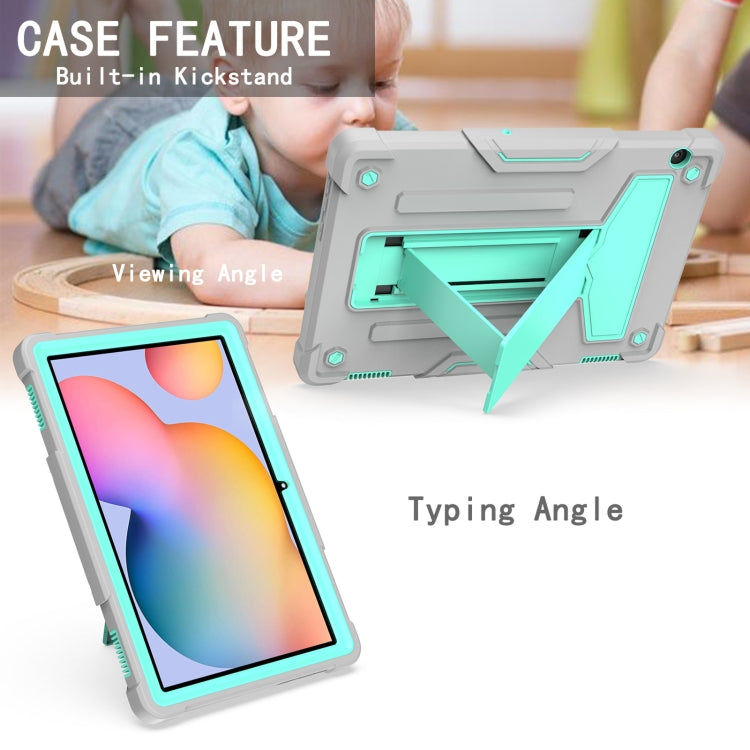 For Huawei MediaPad T5 T-shaped Bracket Contrast Color Shockproof PC + Silicone Protective Case