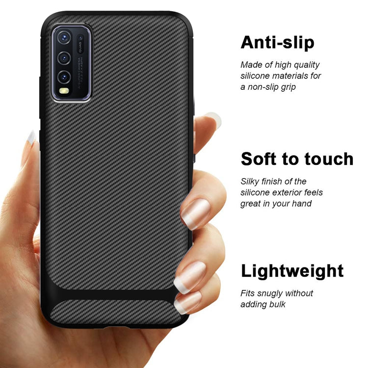 For vivo Y50 Carbon Fiber Texture Shockproof TPU Protective Case
