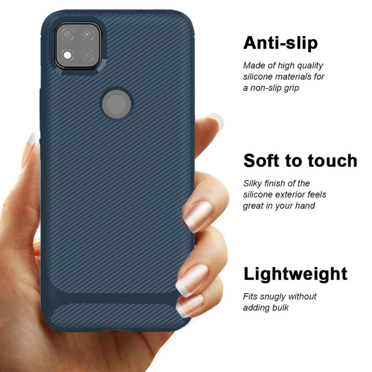 For Xiaomi Redmi 9C Carbon Fiber Texture Shockproof TPU Protective Case