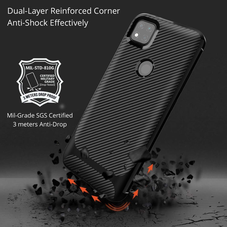For Xiaomi Redmi 9C Carbon Fiber Texture Shockproof TPU Protective Case