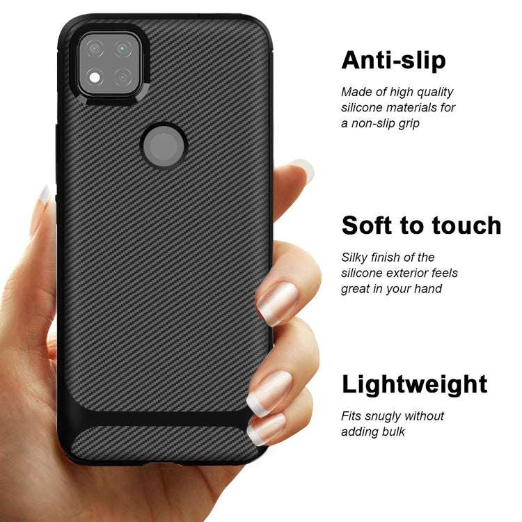 For Xiaomi Redmi 9C Carbon Fiber Texture Shockproof TPU Protective Case