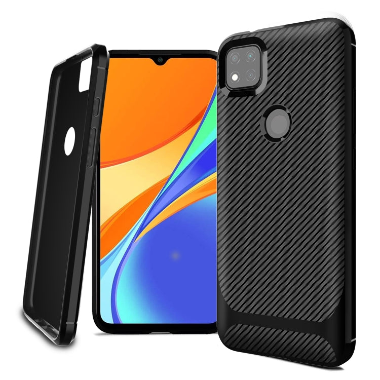 For Xiaomi Redmi 9C Carbon Fiber Texture Shockproof TPU Protective Case