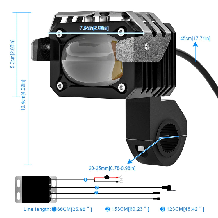 CS-1201A1 Motorcycle LED Spotlight High Beam / Low Beam / Strobe Light