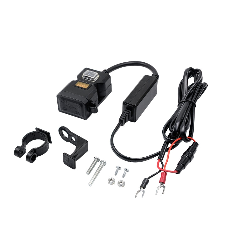 CS-1204A1 Motorcycle Dual USB QC3.0 Fast Charger 9V-32V Voltmeter Dual Bracket