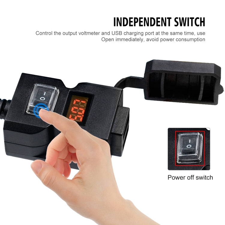 CS-1204A1 Motorcycle Dual USB QC3.0 Fast Charger 9V-32V Voltmeter Dual Bracket