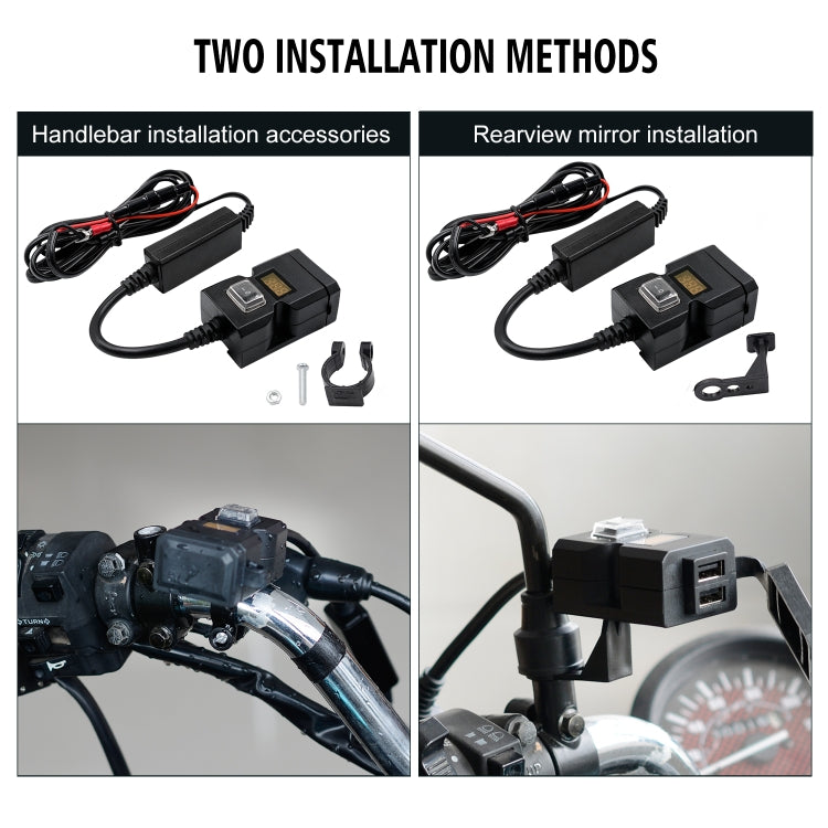 CS-1204A1 Motorcycle Dual USB QC3.0 Fast Charger 9V-32V Voltmeter Dual Bracket