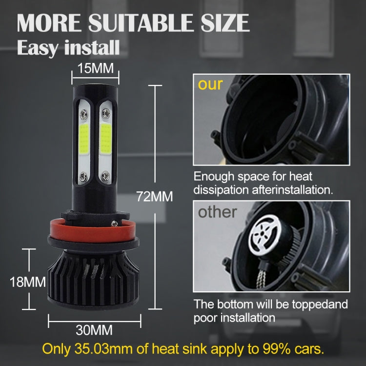 V4 H8 / H9 / H11 2 PCS DC9-36V 22W 2500LM