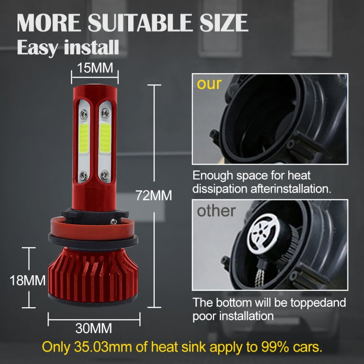 V4 H8 / H9 / H11 2 PCS DC9-36V 22W 2500LM