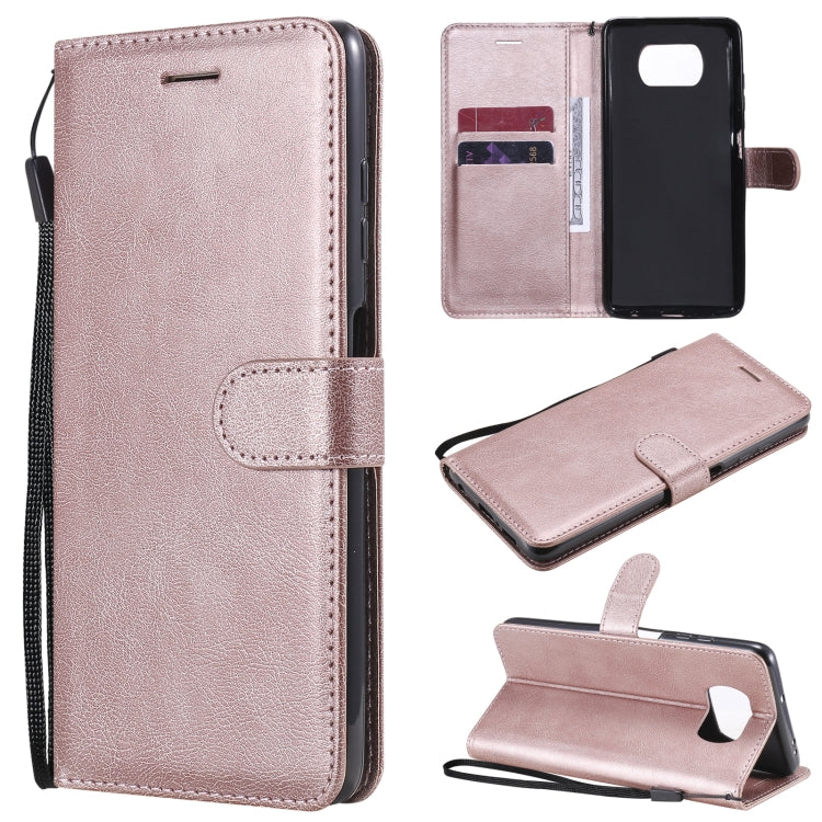 For Xiaomi Poco X3 NFC Solid Color Horizontal Flip Protective Leather Case with Holder & Card Slots & Wallet & Photo Frame & Lanyard