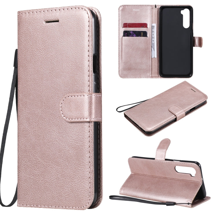 For OnePlus Nord Solid Color Horizontal Flip Protective Leather Case with Holder & Card Slots & Wallet & Photo Frame & Lanyard
