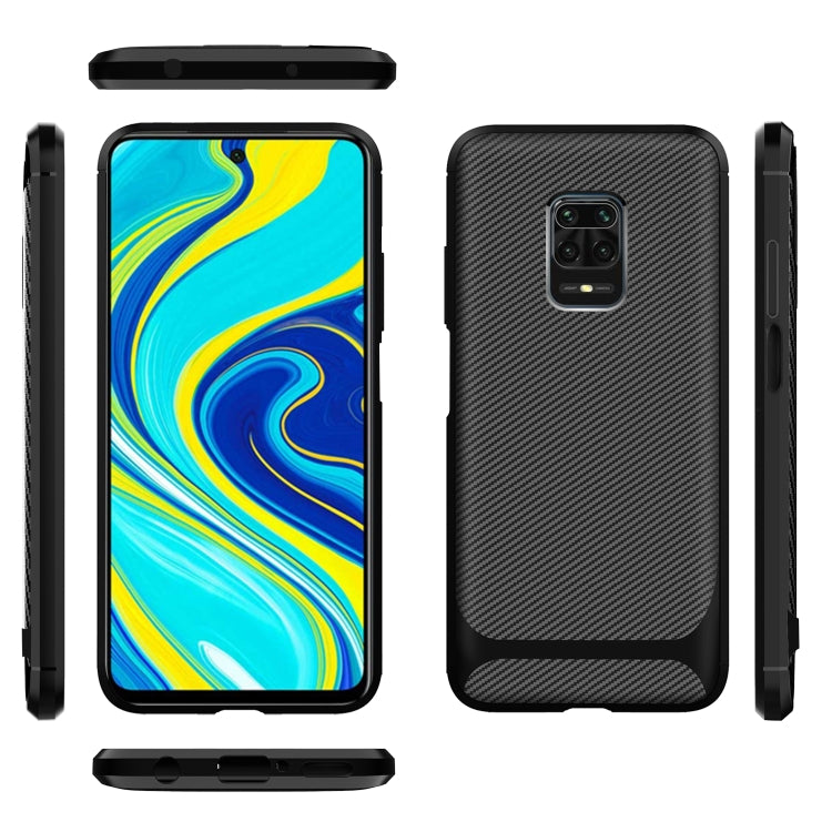 For Xiaomi Redmi Note 9S / 9 Pro / 9 Pro Max Carbon Fiber Texture Shockproof TPU Protective Case