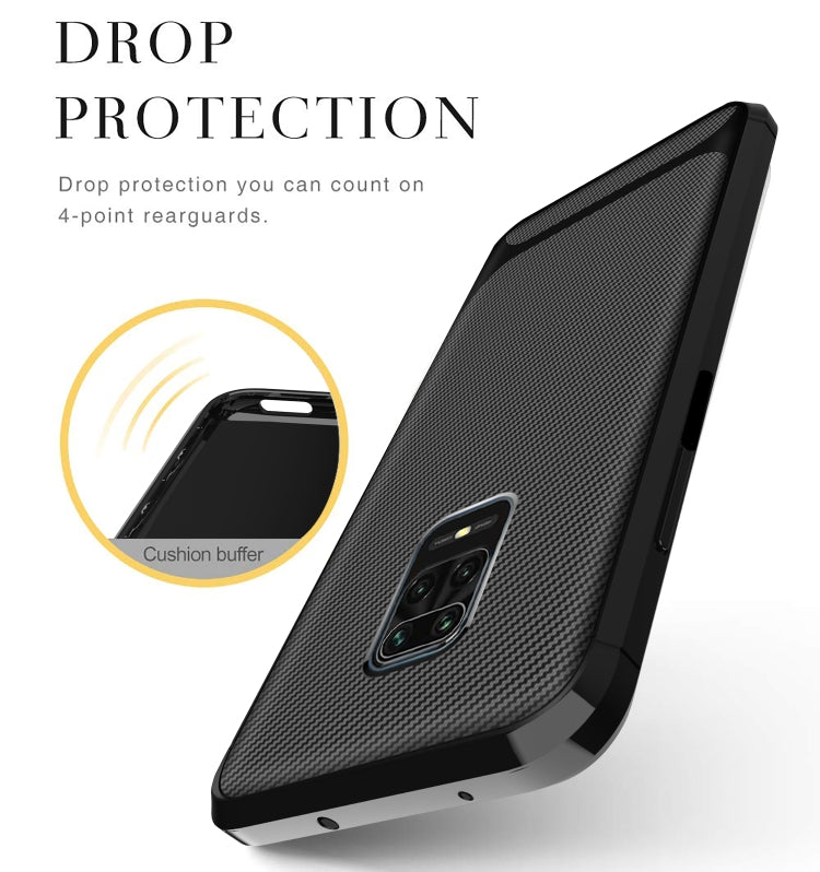 For Xiaomi Redmi Note 9S / 9 Pro / 9 Pro Max Carbon Fiber Texture Shockproof TPU Protective Case