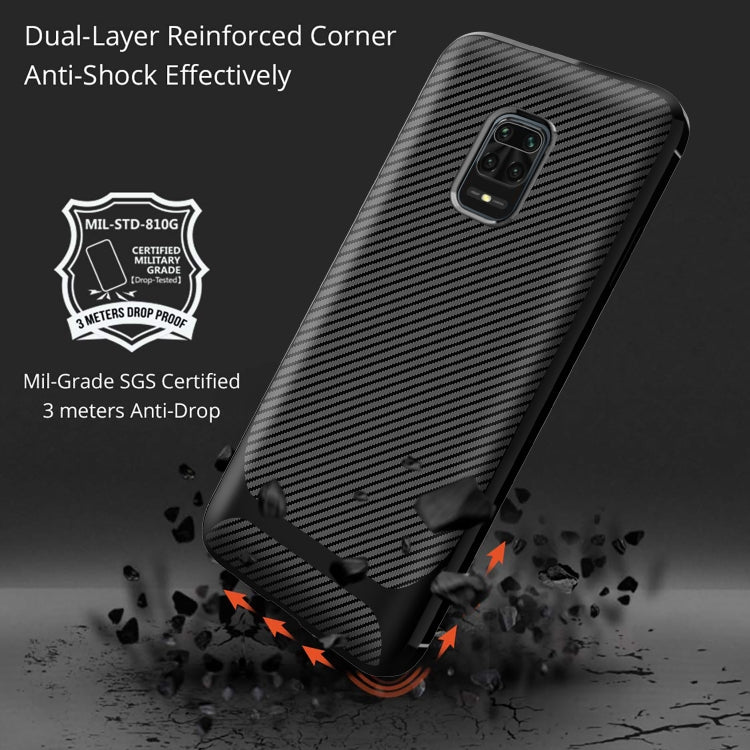 For Xiaomi Redmi Note 9S / 9 Pro / 9 Pro Max Carbon Fiber Texture Shockproof TPU Protective Case