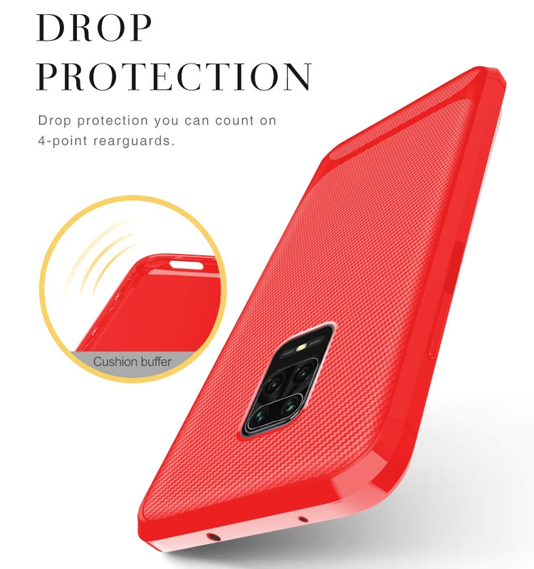 For Xiaomi Redmi Note 9S / 9 Pro / 9 Pro Max Carbon Fiber Texture Shockproof TPU Protective Case